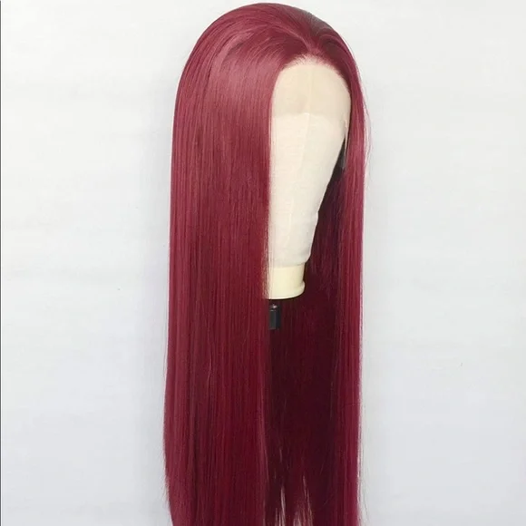 22” DEEP RED STRAIGHT LACE FRONT WIG💫